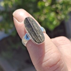 *** Sale *** New Rough Black Tourmaline 925 Silver Ring.